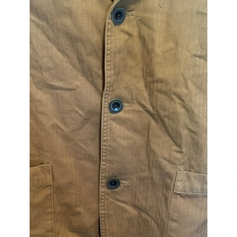 Levis Mens Khaki Tan Herringbone Cotton Chore Coat Shawl Collar Jacket Small - Picture 3 of 8